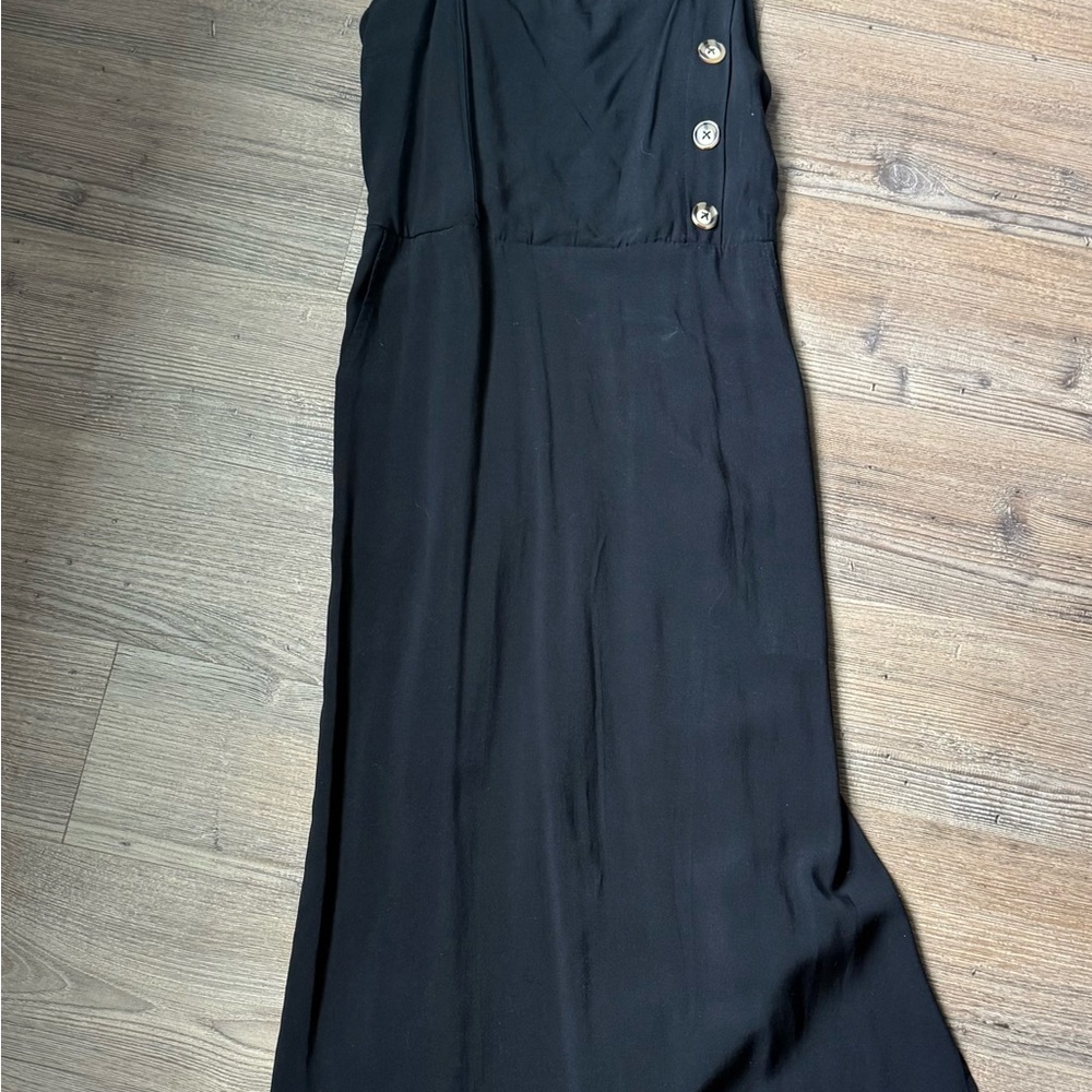 Xhilaration Black Midi Dress with Button Accents
